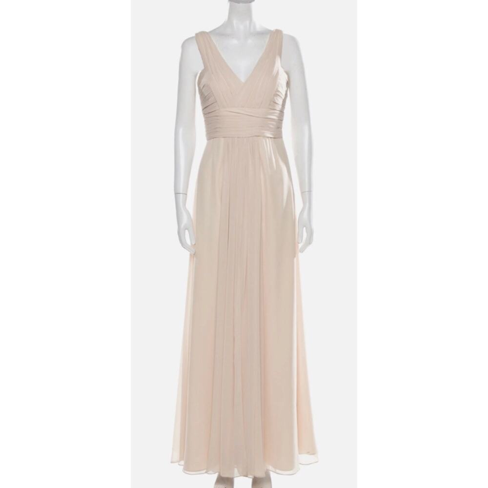 Monique Lhuiller v neck long beige dress size 12